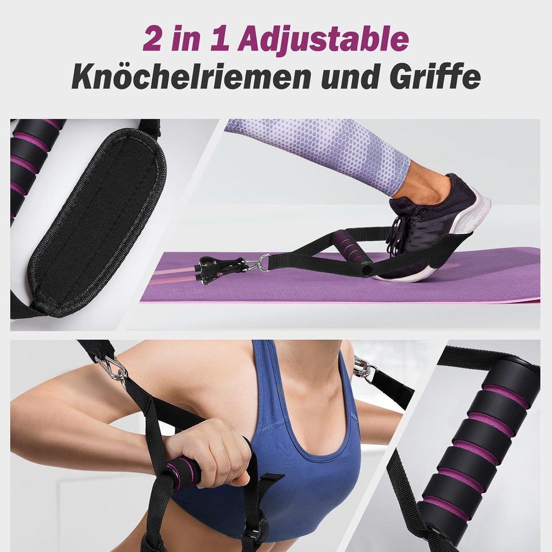ALongSong Pilates Bar Set mit Widerstandsbänder Krafttraining 180LBS/140LBS/240LBS/360LBS Resistance