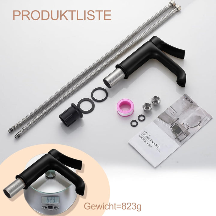 BELZ Wasserhahn Bad, Einhebel Waschtischarmatur, Waschbecken Armaturen, Armatur Badezimmer, Mischbat