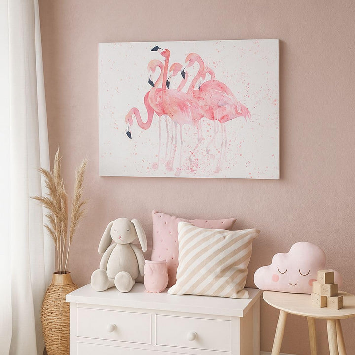 ARTTOR Bilder auf Leinwand Flamingo Vogel Wasser Leinwandbild 70x50cm Wandbilder Dekoration Wohnzimm