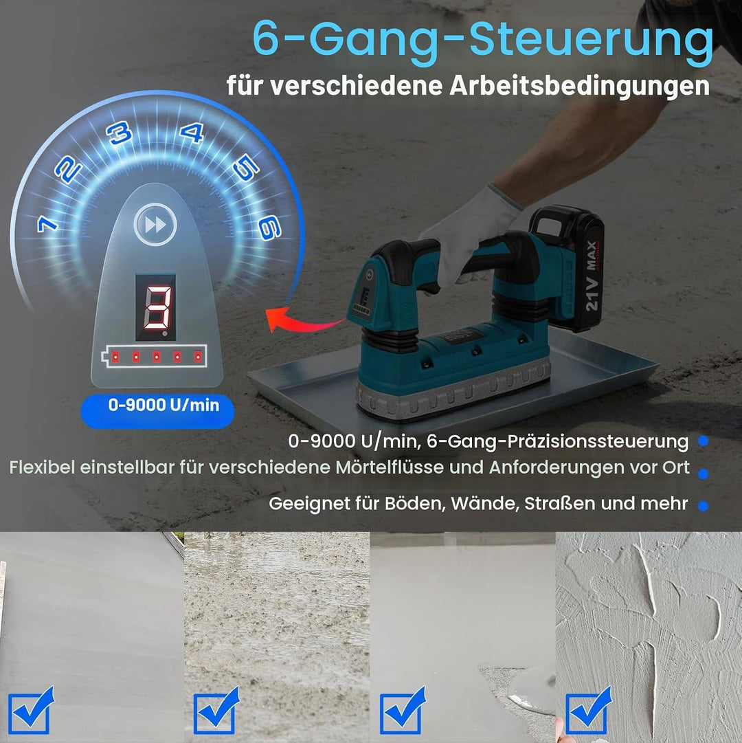 150W Akku-Rüttelplatte Klein, Rüttelplatte Elektrisch, 0-9000 U/min, 6-Stufig Einstellbarer Handstam