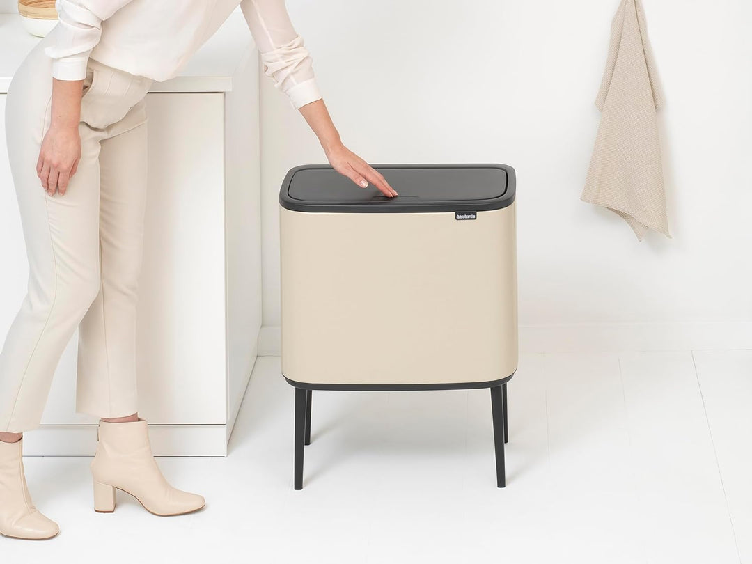 Brabantia - Bo Touch Bin 23+11L - Grosser Mülleimer für die Küche - Soft-Touch-Öffnung - Doppelter M