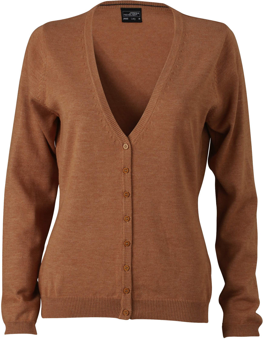 JN660 Damencardigan Strickjacke Damen Cardigan V-Neck L,Camel