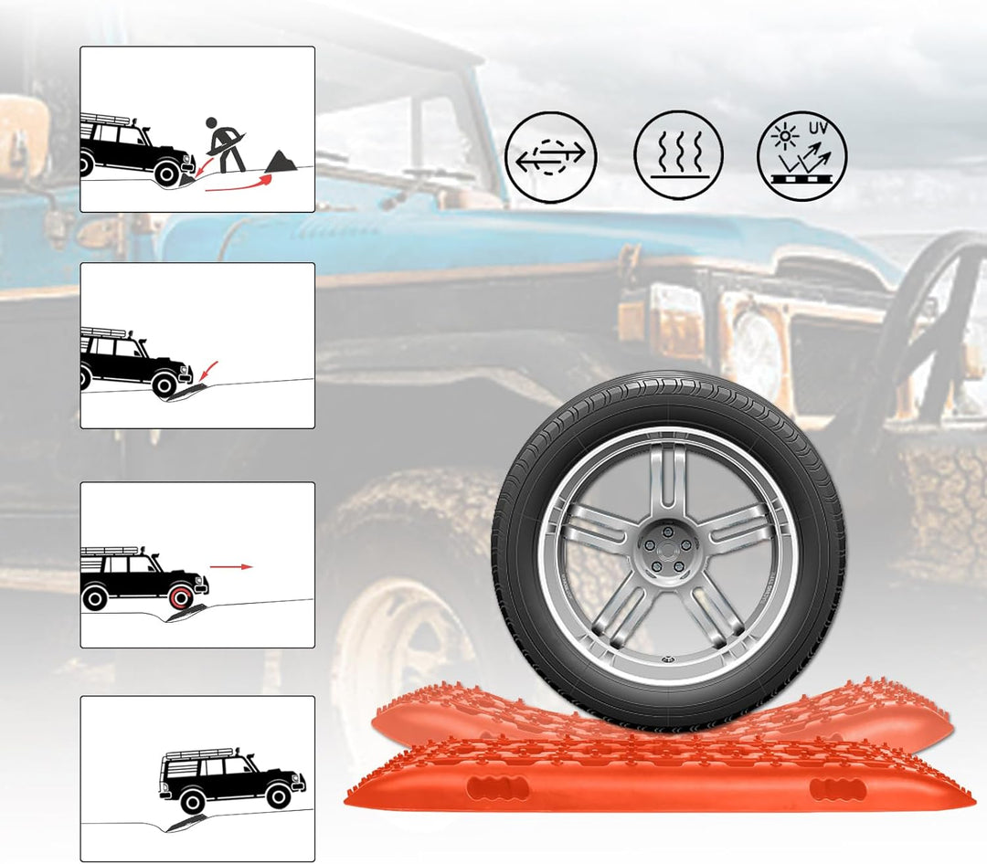 FIVMEN Sandbleche 2 Stück Anfahrhilfe mit Aufbewahrungstasche Offroad Zubehör für Wohnmobil Geländew
