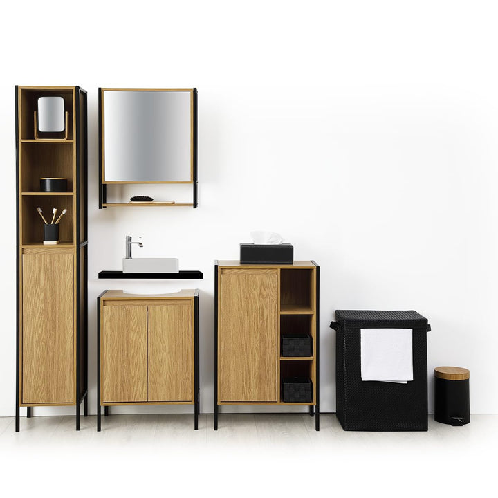 5five - mülleimer mit bambusdeckel 3l naturéo schwarz, Schwarz
