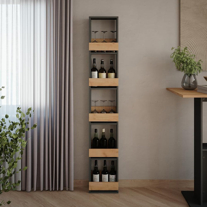 Vicco Weinglasregal Repose, Goldkraft Eiche/Anthrazit, 30 x 180 cm, zur Wandmontage mit Halterungen