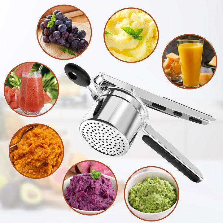 Kartoffelpresse, grosse, robuste Kartoffelpresse aus Edelstahl, 425 ML, zum Stampfen und Pressen von