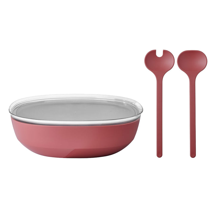 Mepal – Salat-Set Silueta – Servierschale mit Deckel (4000 ml) mit Salatbesteck (28,5 cm) – Outdoor-