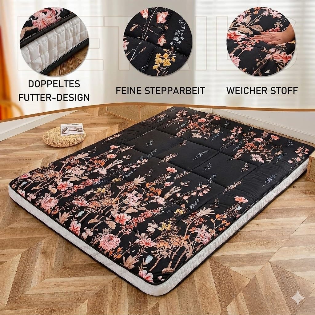 MAXYOYO Futon Matratze, Gepolstert Japanische Bodenmatratze Gesteppte Bett Matratze Topper, Extra Di