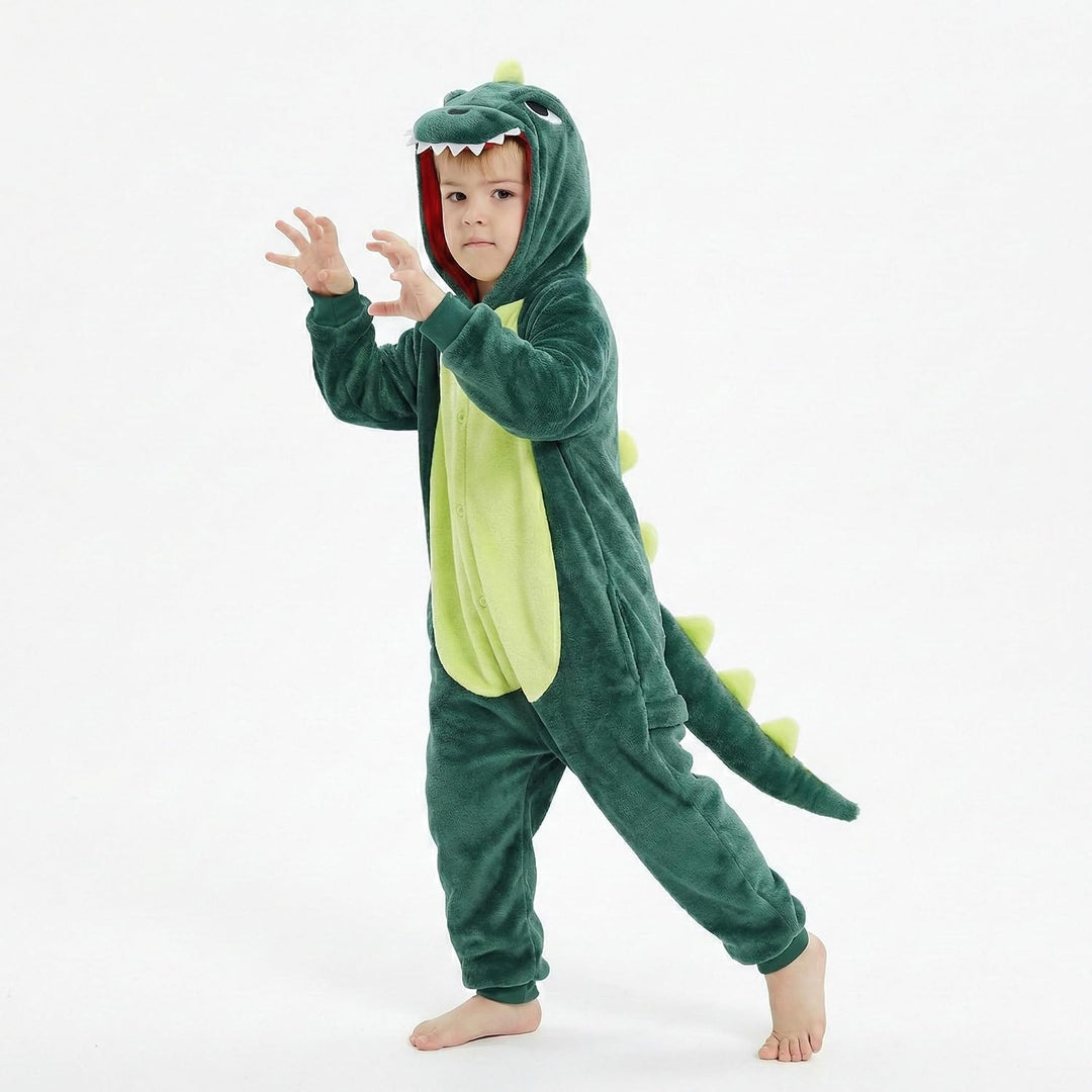Seawhisper Dinosaurier Jumpsuit Kostüm Tier Onesie für Kinder Mädchen und Jungen 116-122 Dinosaurier