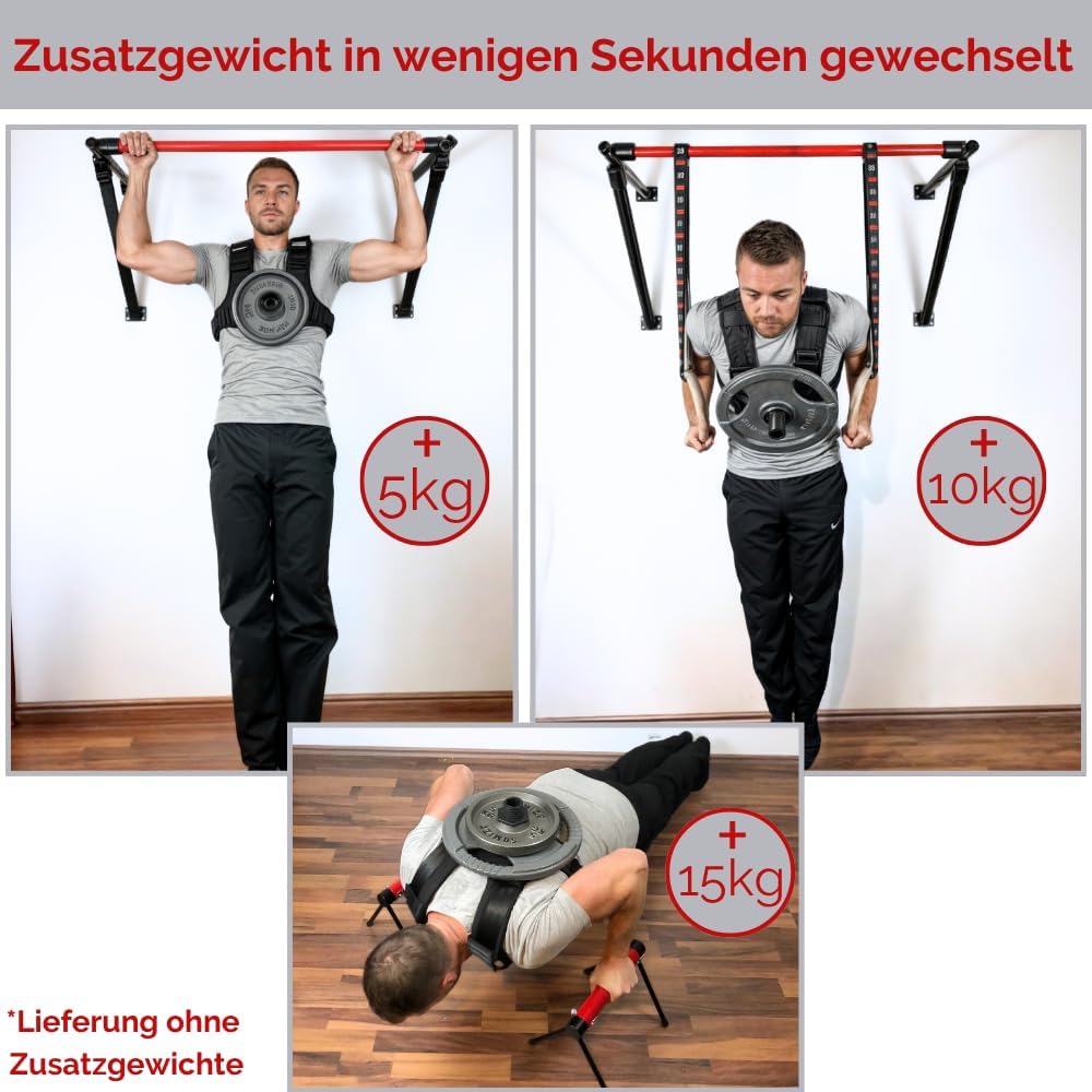 GEWICHTSWESTE FÜR HANTELSCHEIBEN ø 30 mm oder 50 mm - Verstellbare Trainingsweste für Calisthenics,