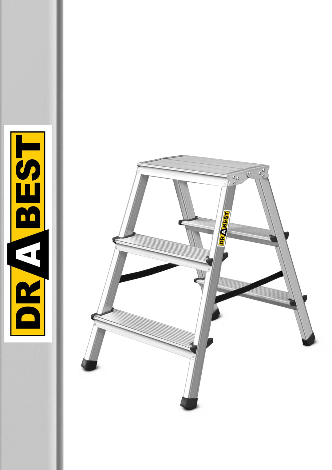 Aluleiter Home Doppelseitig 3 Stufen Tragkraft 125 kg Drabest, Ysilver