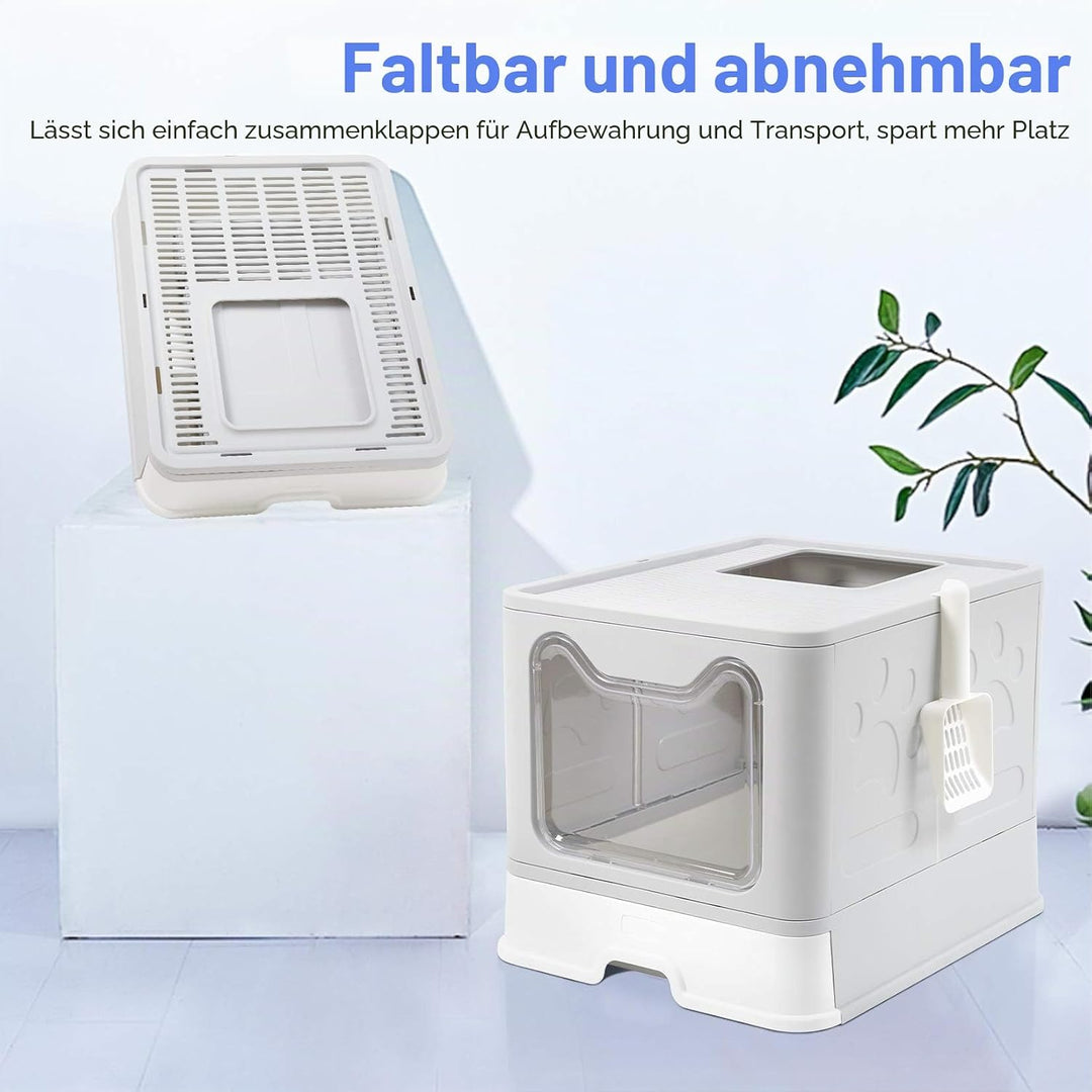 BingoPaw katzenklo mit Deckel XXL katzentoilette Faltbarer Geschlossener Mülleimer mit Abdeckung, Sc