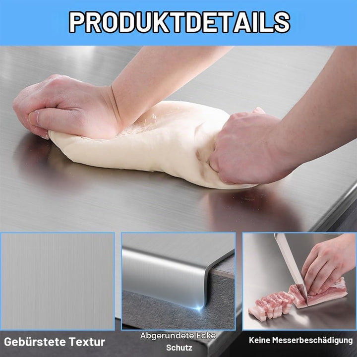 Edelstahl Schneidebrett 30 x 40cm, Schweres Schneidebrett Edelstahl Küche Cutting Board zum Kochen,