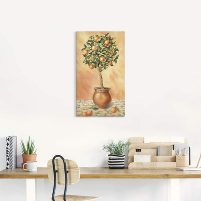 ARTLAND Leinwandbilder auf Holz Wandbild 40x70 cm Hochformat Natur Botanik Pflanze Orange Baum Itali