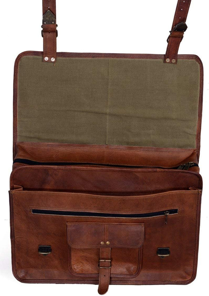 Komal's Passion Leather KPL 45,7 cm (18 Zoll) Leder-Aktentasche, Laptop-Kuriertasche, Schulranzen, C