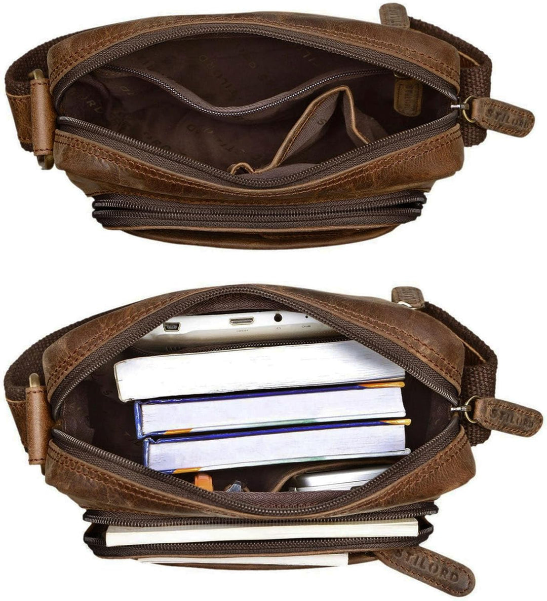 STILORD 'Jamie' Herren Ledertasche - Perfekt für Reisen & Alltag - Kleine Vintage Messenger Bag für
