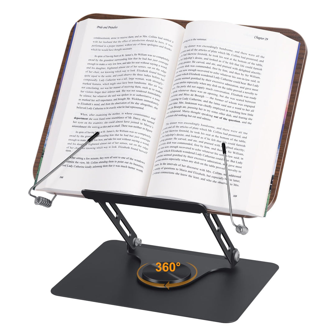 MICHIHOMIE Buchständer zum Lesen, Verstellbarer Leseständer mit mit Seitenclip, 360° Drehfuss Buchha
