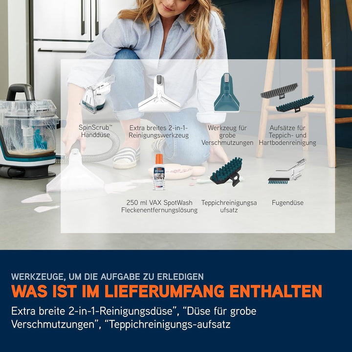 Vax SpotWash Home Duo Pet-Edition Fleckenreiniger Teppich-und Polsterreiniger Gerät mit SpinScrub-Te