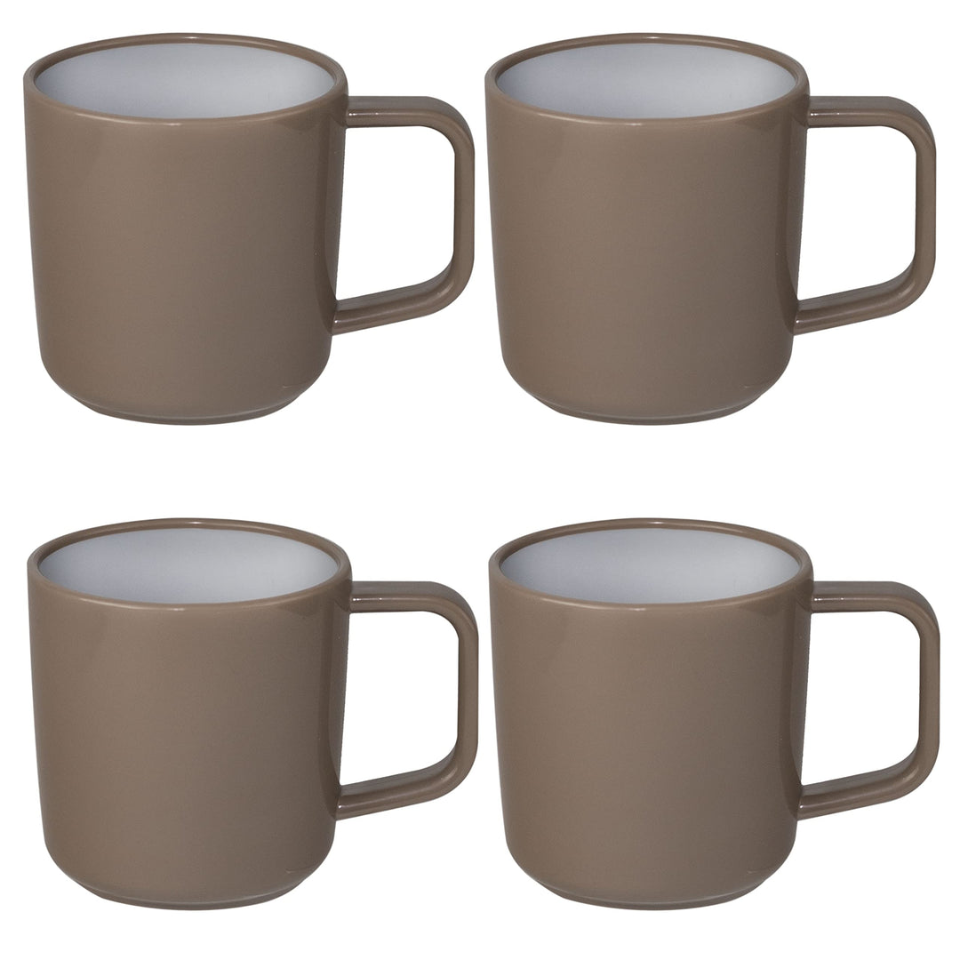 ABS Tassenset Non-Slip Elegante Farben 4 Tassen á 350 ml - braun weiss Campinggeschirr Geschirr Pers
