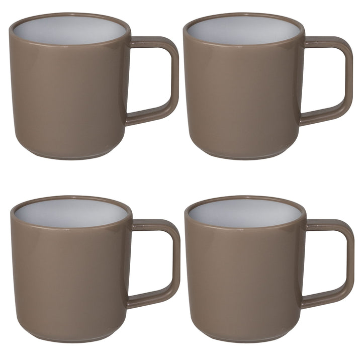 ABS Tassenset Non-Slip Elegante Farben 4 Tassen á 350 ml - braun weiss Campinggeschirr Geschirr Pers