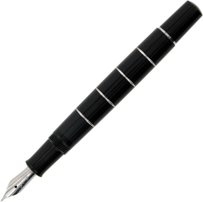 Pelikan Füllhalter Classic 215, Schwarz-Ringe, Feder EF (extra-fein), hochwertiger Kolbenfüller im G