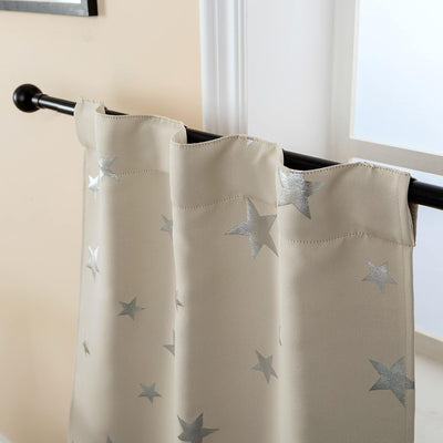 GIRASOLE HOME® Paar Verdunkelungsvorhänge weich gemustert, Sterne, weich, für Innenräume mit Tasche