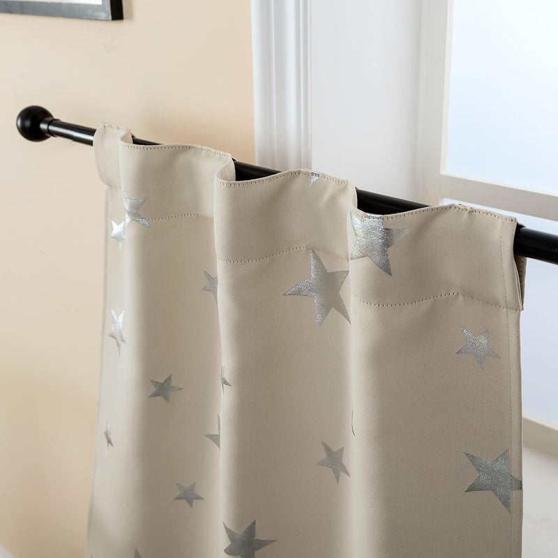 GIRASOLE HOME® Paar Verdunkelungsvorhänge weich gemustert, Sterne, weich, für Innenräume mit Tasche