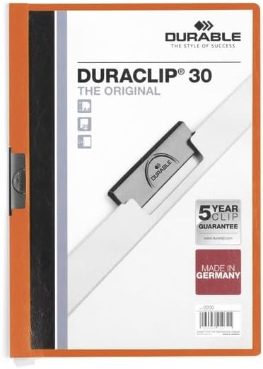 Durable Klemm-Mappe Duraclip Original 30 (für 1-30 Blatt A4), 25 Stück, orange, 220009 orange 1 - 30