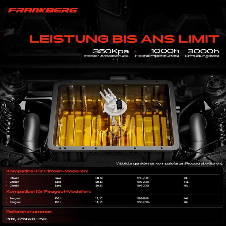 Kraftstoffpumpe Benzinpumpe für Saxo S0 S1 106 II 1 1.1L 1.4L 1.6L Benzin 1996-2003 1525H6