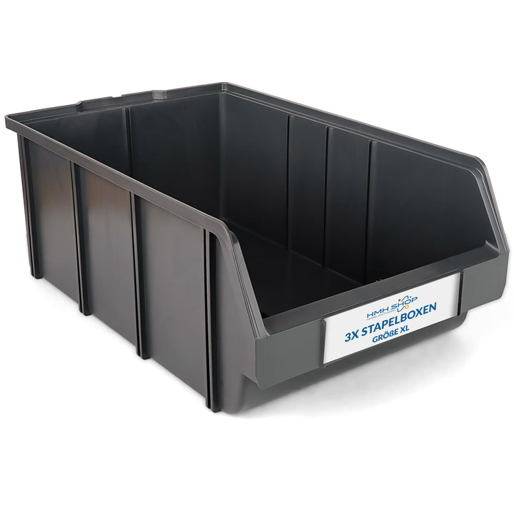 Stapelboxen der Grösse XL 489x304x185mm für dein Kleinteilelager, Sortierkisten in 5 Farben, Zubehör