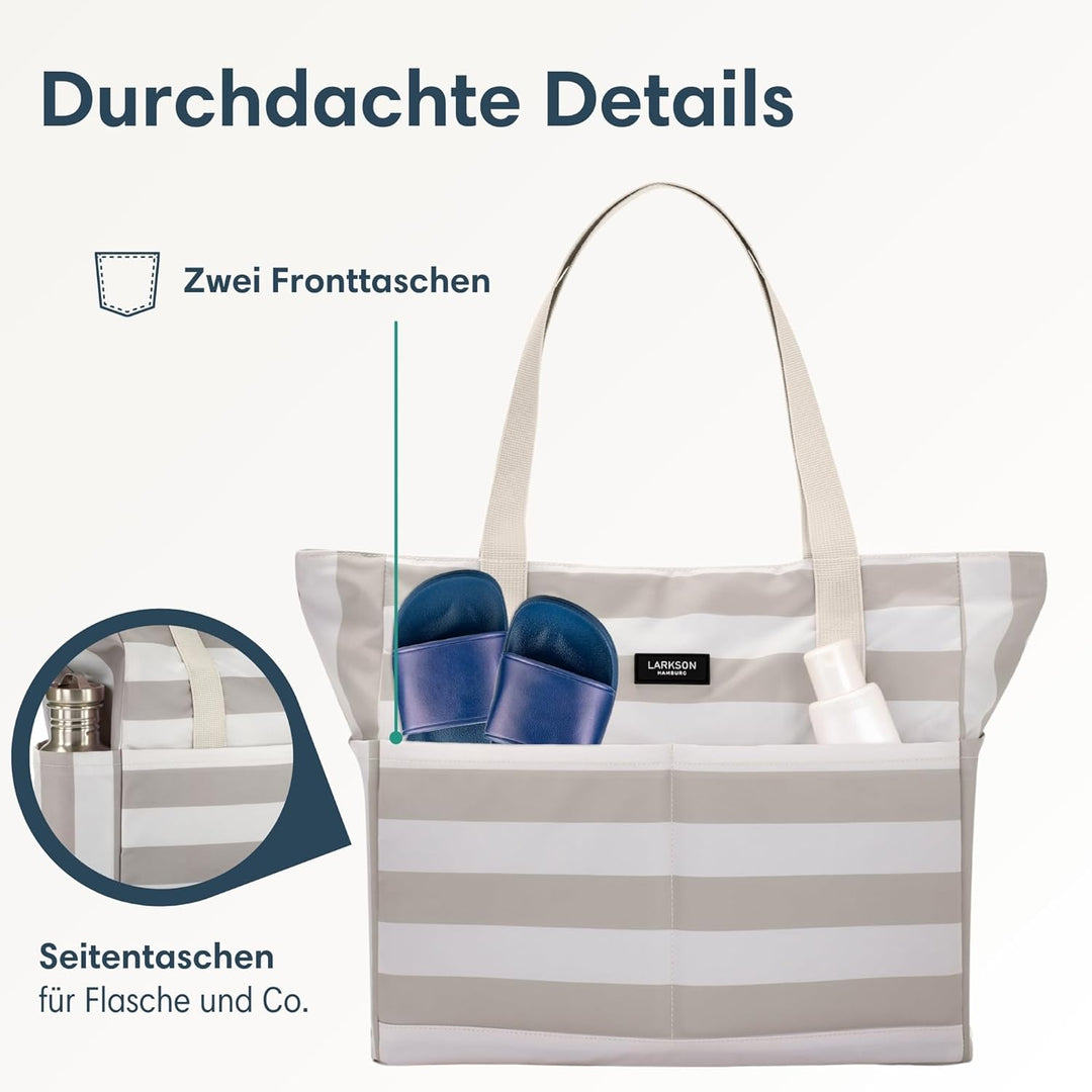LARKSON Strandtasche Damen & Herren - Linn - Grosse Beach Bag für Strand, Schwimmbad, Pool - Tote Ba