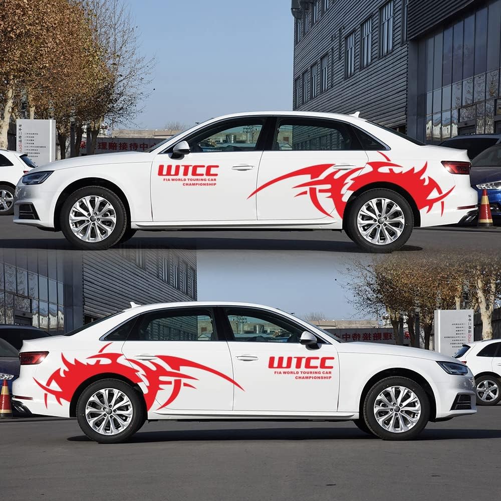 TangDao 2Pcs Auto Aufkleber Karosserie Seitenaufkleber Racing Sportstreifen Aufkleber für Auto Unive