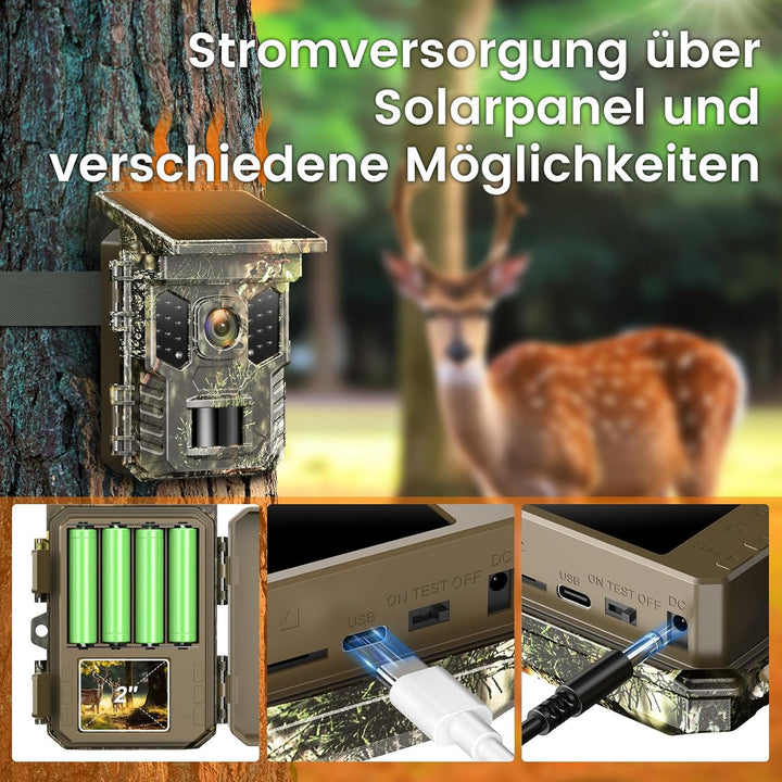 XTU Wildkamera mit Handyübertragung App,2.7K WLAN Wildtierkamera mit Bewegungsmelder Nachtsicht,Inkl