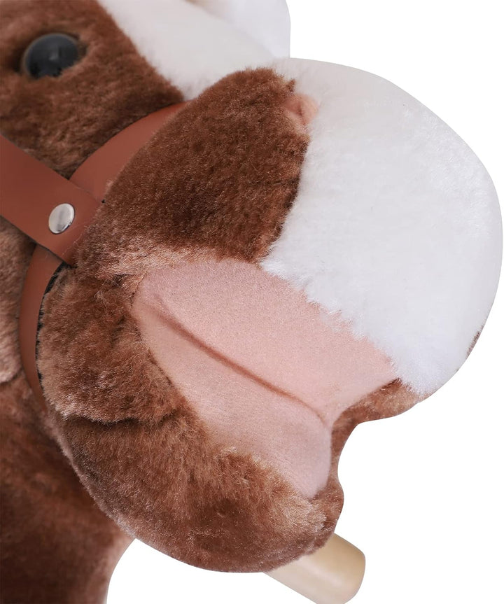 HOMCOM Schaukelpferd Schaukeltier mit Haltegriffen Plüsch Baby Schaukel Schaukelsitz für Kinder ab 3