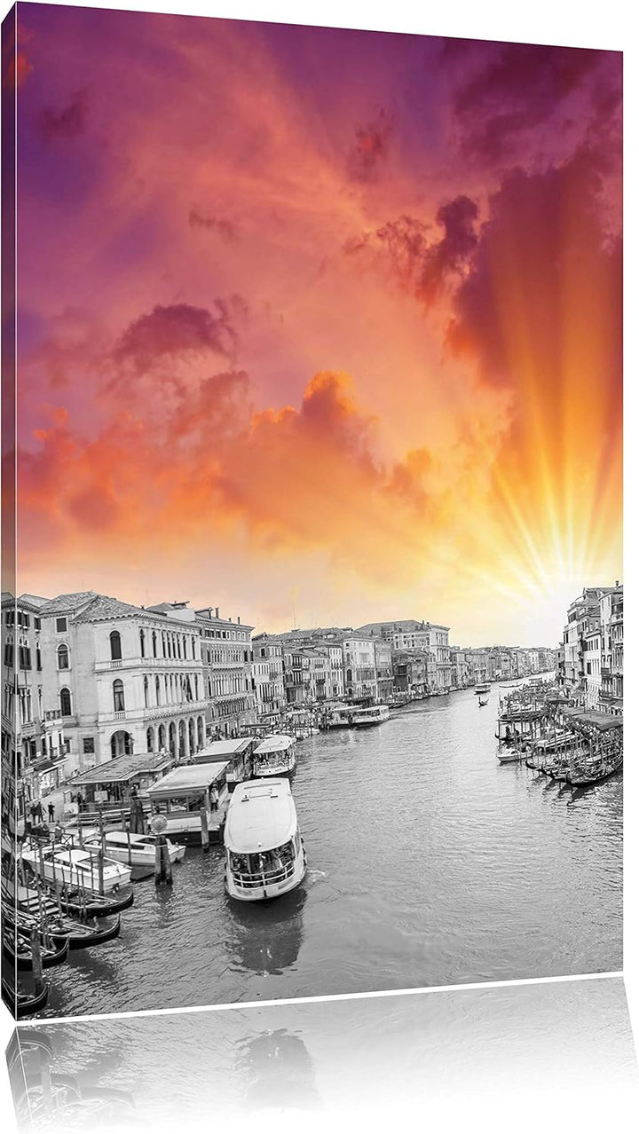 Pixxprint altmodische Wasserstrasse in Venedig als Leinwandbild/Grösse: 120x80 / Wandbild/Kunstdruck