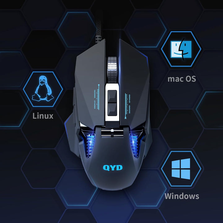 Gaming Maus RGB LED PC Maus Kabel, 7200 DPI Einstellbarer Anpassbare Gewichte Gaming Mäuse Gewichtst