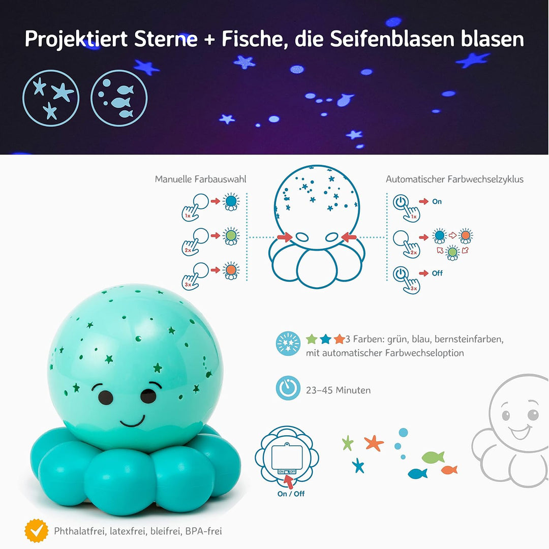 Cloud b Twinkles To Go | Tragbarer Nachtlicht-Projektor für Kinder | Sternenhimmel & Blasenfisch | 3