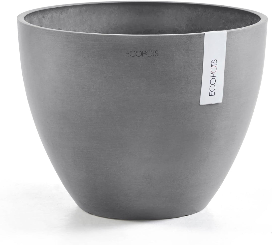 ECOPOTS Blumentopf Antwerp Grau - Durchmesser Ø 40 cm rund gross - Pflanzentopf aus Recycling Kunsts