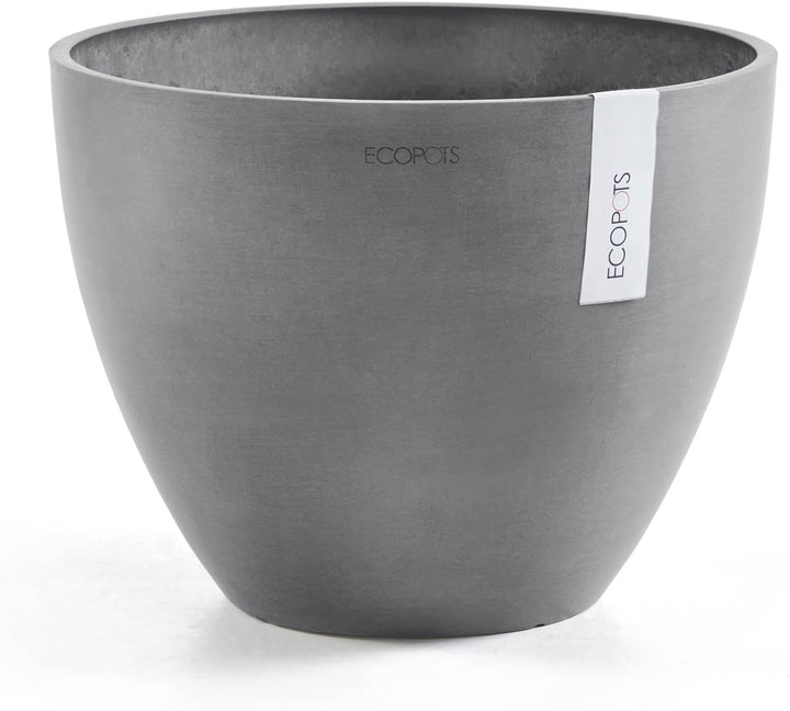 ECOPOTS Blumentopf Antwerp Grau - Durchmesser Ø 40 cm rund gross - Pflanzentopf aus Recycling Kunsts