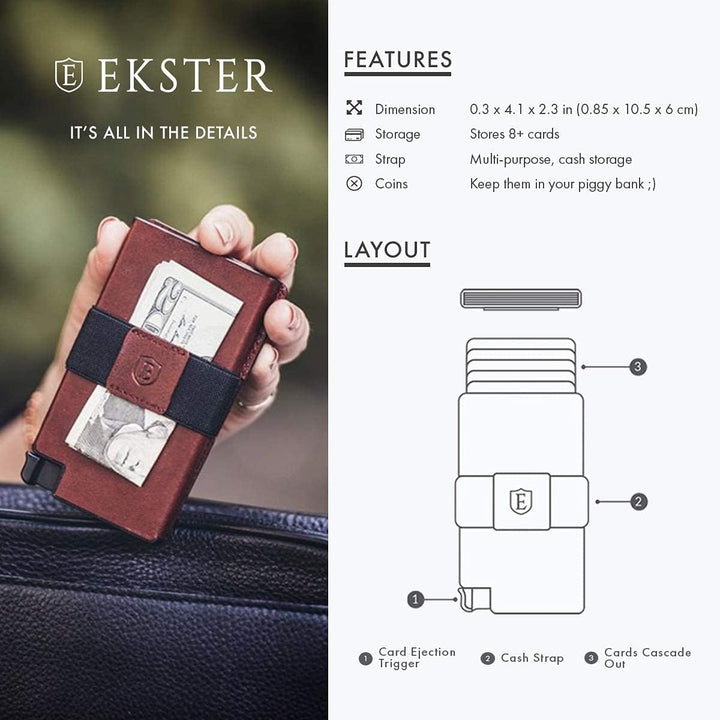 Ekster: Senate – Leder Kartenhalter Geldbörse – RFID-Blockierung – schneller Kartenzugriff OSFA Klas