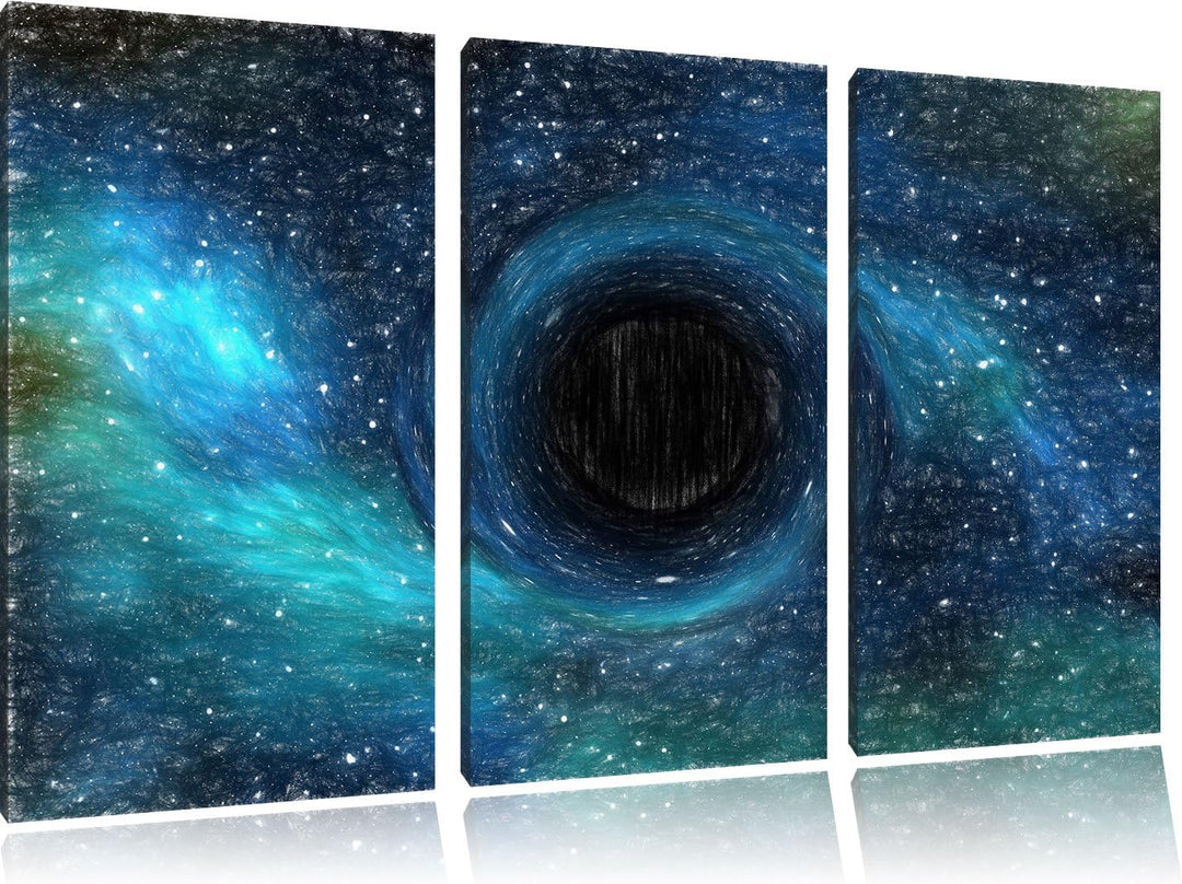 Pixxprint Schwarzes Loch im Weltall als Leinwandbild/Grösse: 3 Teilig (120x80 cm) cm/Wandbild/Kunstd