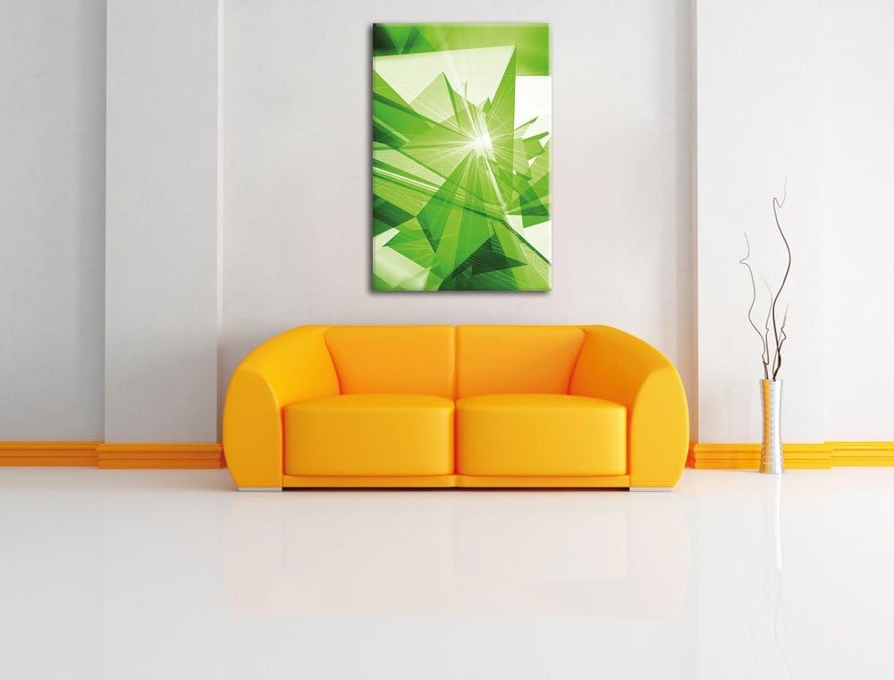 Abstrakt grünes Eis, Format: 100x70 auf Leinwand, XXL riesige Bilder fertig gerahmt mit Keilrahmen,