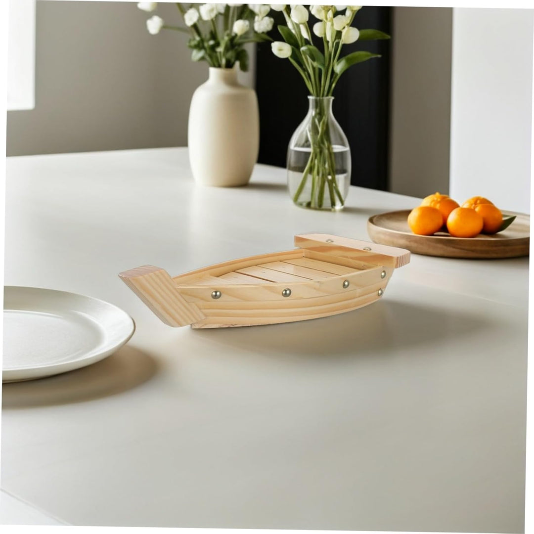 Housoutil Boot Geformtes Gericht Sashi-Platte Aus Holz Sushi-Boot-Platte Sushi-servierboot Japanisch