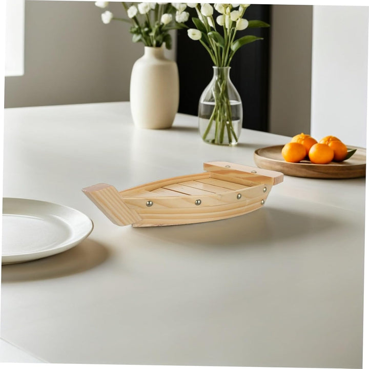 Housoutil Boot Geformtes Gericht Sashi-Platte Aus Holz Sushi-Boot-Platte Sushi-servierboot Japanisch