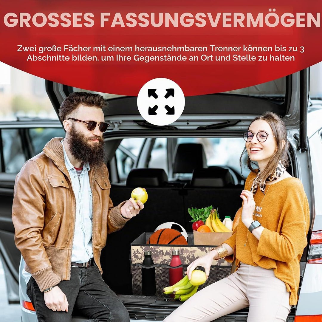 FORTEM Kofferraum Organizer, Kofferraumtasche, Zusammenklappbarer Auto Organizer Kofferraum mit Fäch