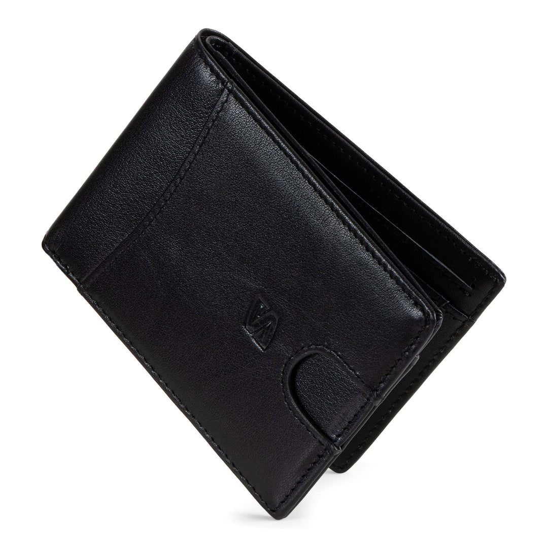 SERASAR | Premium Wallet [Clever] für Herren in schwarz aus Echtleder | 11 Kartenfächer | Wahlweise