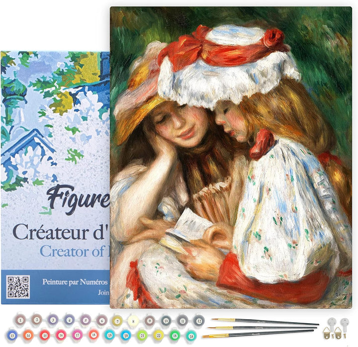 Figured'Art Malen Nach Zahlen Erwachsene Mit Rahmen Zwei Lesende Mädchen - Renoir - Paint by Numbers