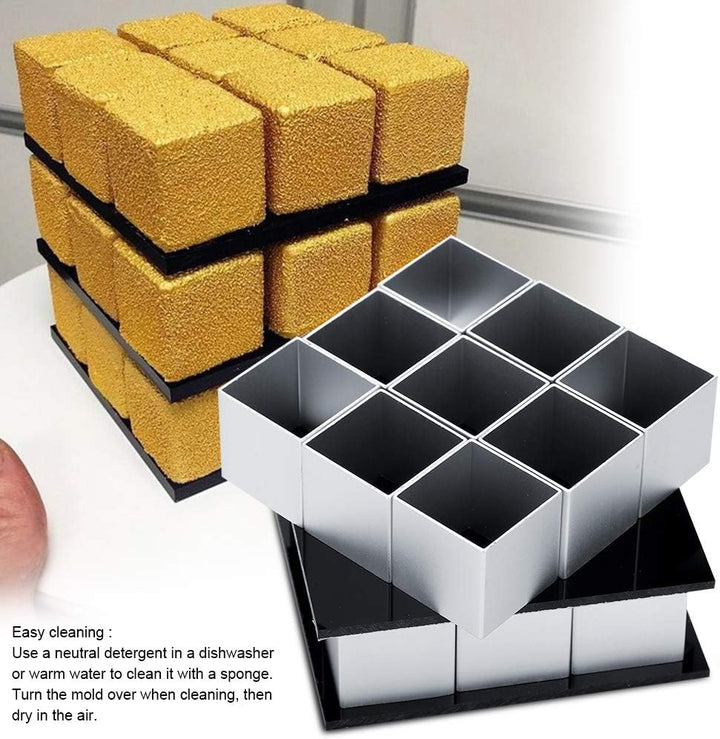 TOPINCN Backformen,3D-Metallwürfel-Kuchenform Dreischichtiges Rotations-Mousse-Kuchen-Dessert-Backfo