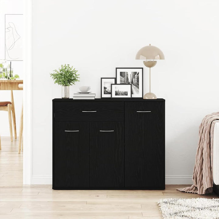 Homgoday Sideboard Schwarze Eiche 88x30x70 cm Holzwerkstoff Anrichte Model862445