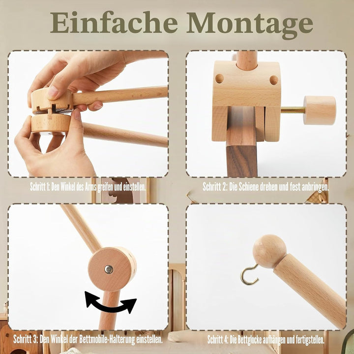 Baby Mobile Halterung Holz, Verstellbarer Mobile Halterung Wickeltisch, Abnehmbarer Mobile Krippe Ha